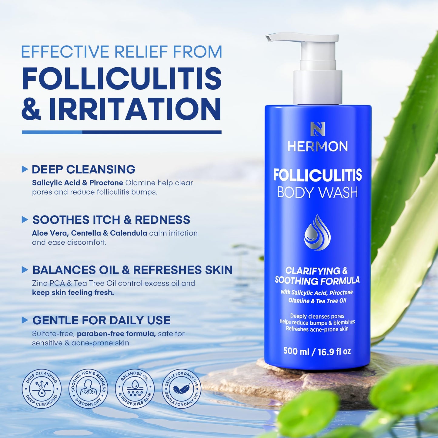 Hermon Folliculitis Body Wash with Tea Tree Oil