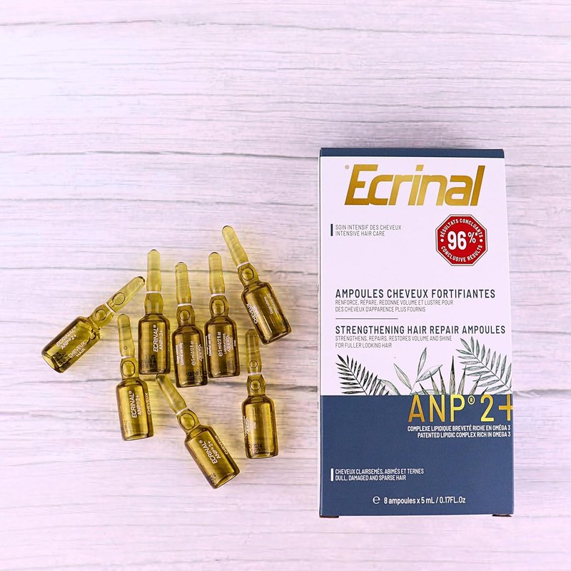 Ecrinal Hair Growth Ampoules for Men - Strengthening Treatment for Thinning Hair - 8 Pack with ANP 2+ Complex & Omega 3