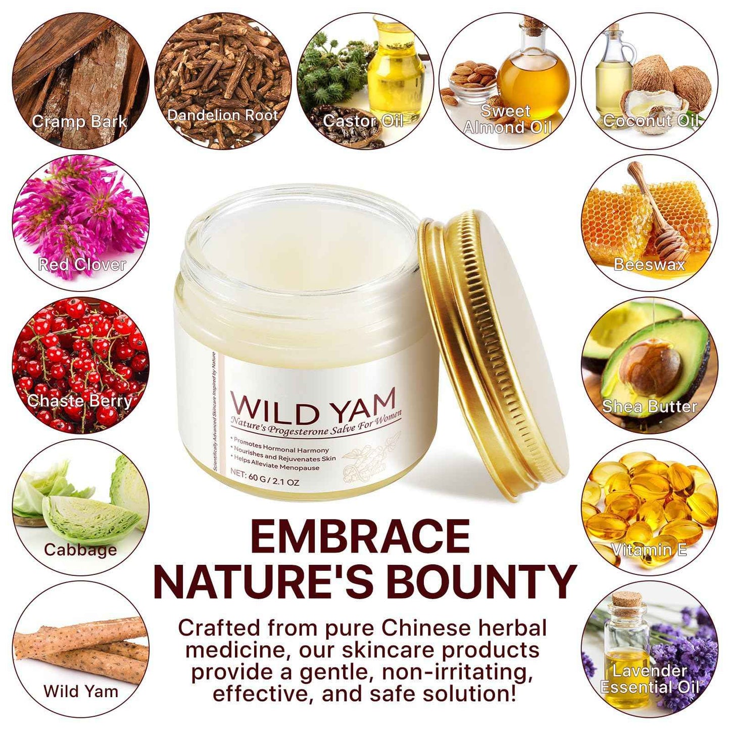 Enriched Wild Yam Cream, Korean Moisturizer Face Cream Anti Aging, Organic Wild Yam Root Cream for Hormone Balance, Estrogen Cream for Women Menopause Face Dryness Relief (2PCS)