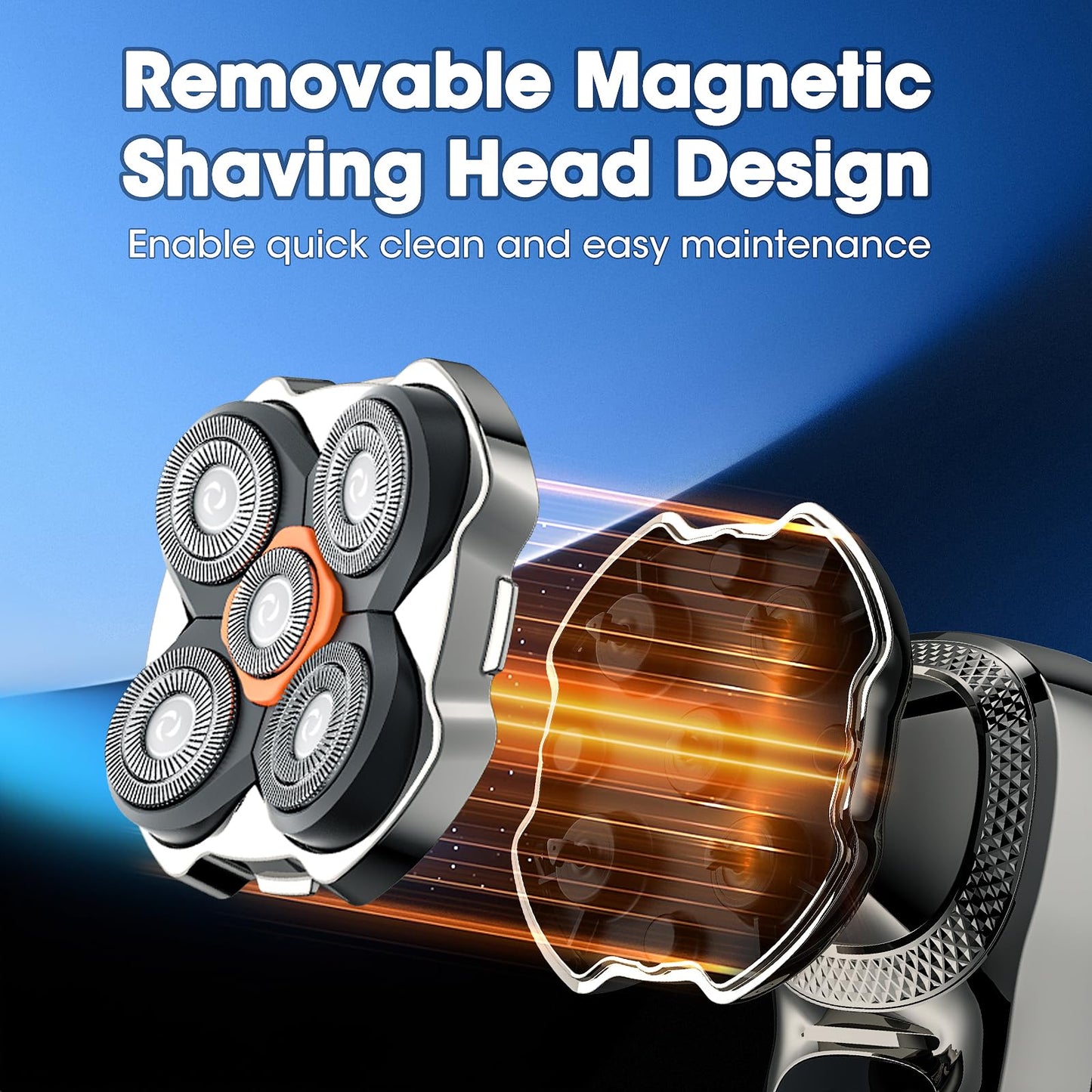 Suttik Head Shavers for Bald Men, 6-in-1 Electric Razor, IPX6 Waterproof Shaving Grooming Kit for Balder - LED Display & Magnetic 5D Rotary Shaver
