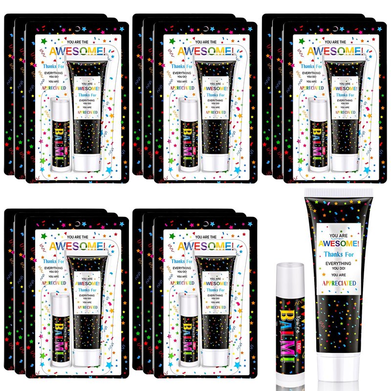 Dansib 15 Pack Employee Teacher Appreciation Gifts Bulk Lip Balm Hand Cream Teacher Employee Staff Team Thank You Gifts You're Awesome Volunteer Nurse Appreciation Party Favor for Women Men Coworker