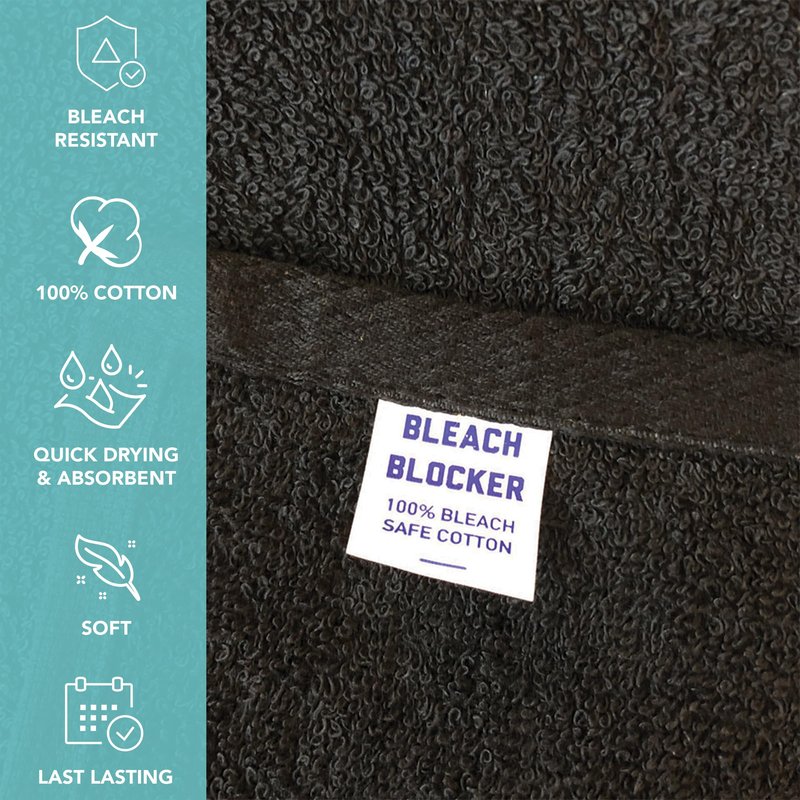 Arkwright Bleach Resistant Salon Towels 12 Pack - 100% Cotton Hair Towels, Soft, Absorbent, Quick Dry Spa & Barber Towels for Hair Stylist, Nail Salon & Esthetician, 16 x 27, Black