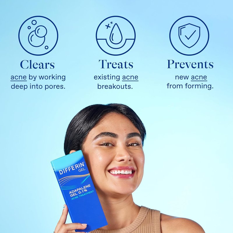 Differin Acne Treatment Gel - 0.1% Adapalene Retinoid for Sensitive Skin | 15g Tube (Pack of 2)