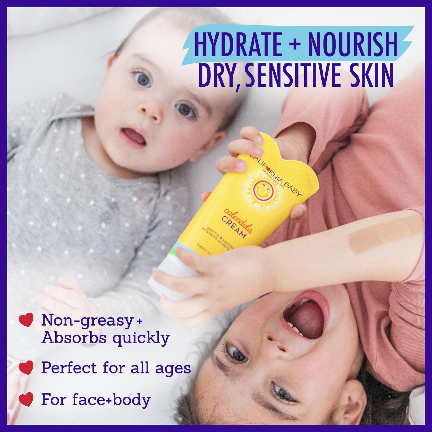 California Baby Calendula Cream | 100% Plant-Based Moisturizer | Lavender Baby Lotion | Face Moisturizer For Dry Skin | Hypoallergenic | 4 oz / 113g