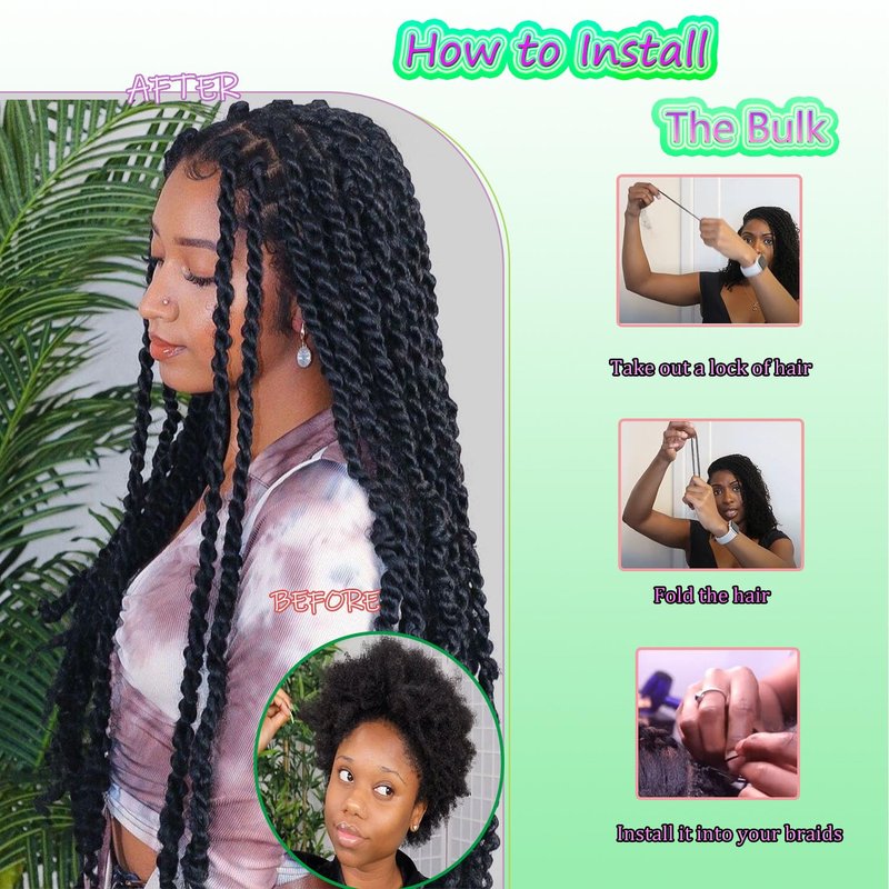 Leximi Afro Kinkys Bulk Human Hair for Dreadlocks Extensions Repair Locs Twist Braiding Afro Kinky Human Hair for Locs 1 Pack 50 Gram Natural Black Color 10 inch