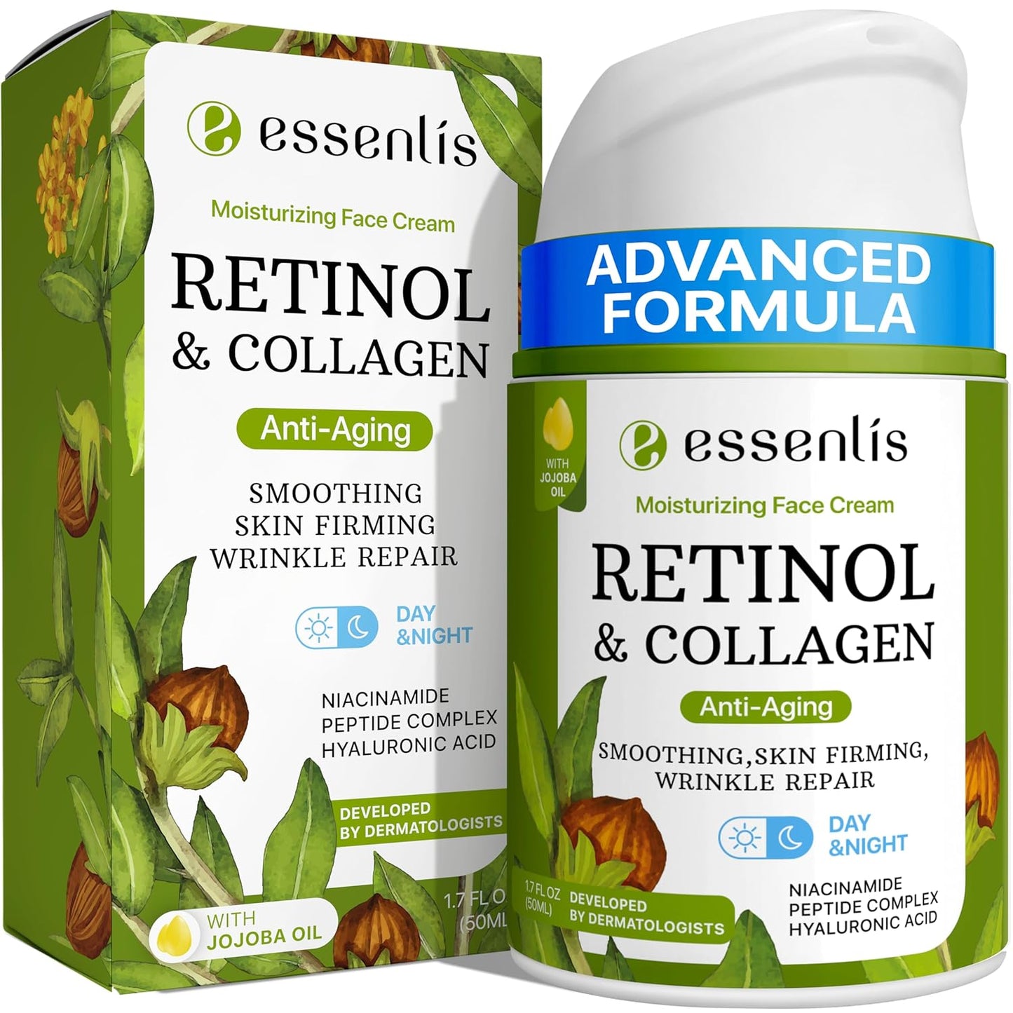 Retinol Cream for Face - Anti-Aging Moisturizer with Collagen & Hyaluronic Acid | Day & Night Use for All Skin Types