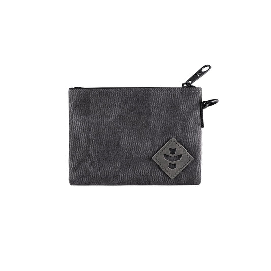 Revelry Mini Broker Small Cosmetic Bag| Stealth Mode Stink Locking Pouch Bag with Carbon Filtration System|Pocket Size Waterproof & Lockable Bag 0.25L 6" x 4.5" (Smoke)