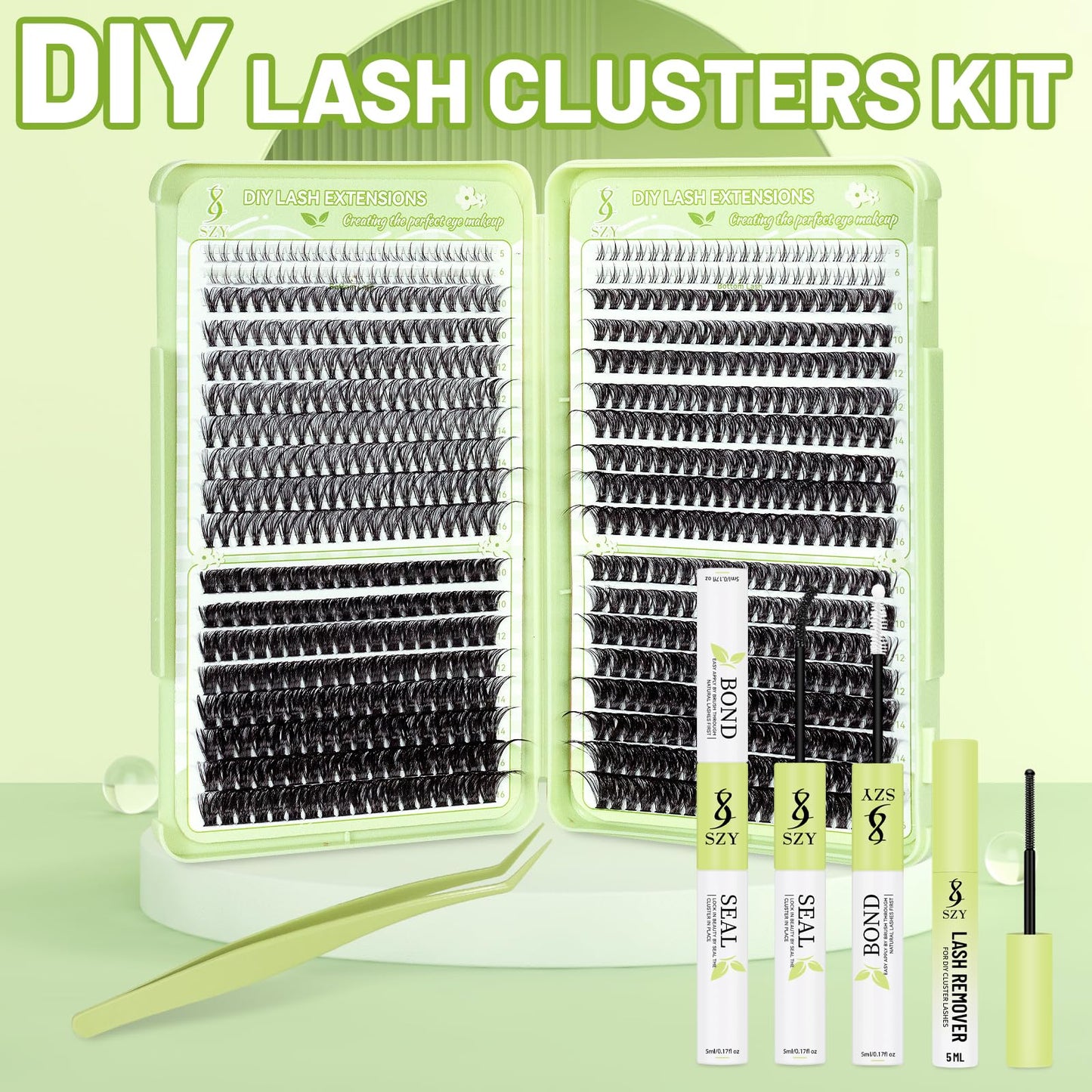 Eyelash Clusters Kit With Bottom Lashes 30+40+60+80D Lashes 668 Pcs Natural Wispy Lash Clusters Eyelash Extension Kit 5-16MM D Curl Lash with Bond and Seal Remover Tweezer for DIY at Home