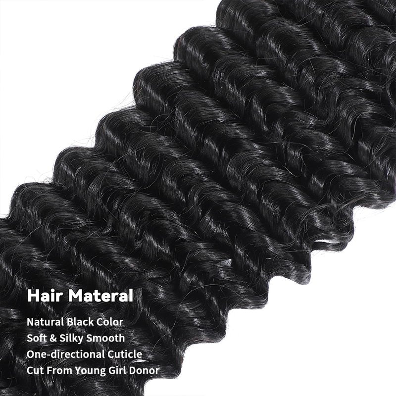 Tanday 15A Raw Human Hair Bundles Deep Wave Bundles Human Hair,Triple Lifespan Indian Virgin Hair,No Tangle Shedding,Multiple Washes Keep Texture Silky Soft (1 Bundle Natural Black, 20)