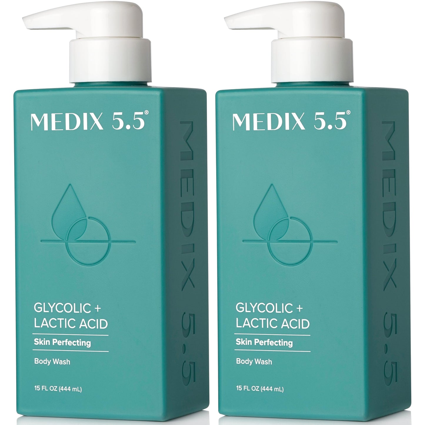 MEDIX 5.5 Glycolic Acid + Lactic Acid Exfoliating Body Wash Gel | KP Bump Eraser | AHA Exfoliant Skin Care Body Cleanser | Keratosis Pilaris & Acne | Anti Aging AHA Foaming Body & Face Wash, 2-Pack