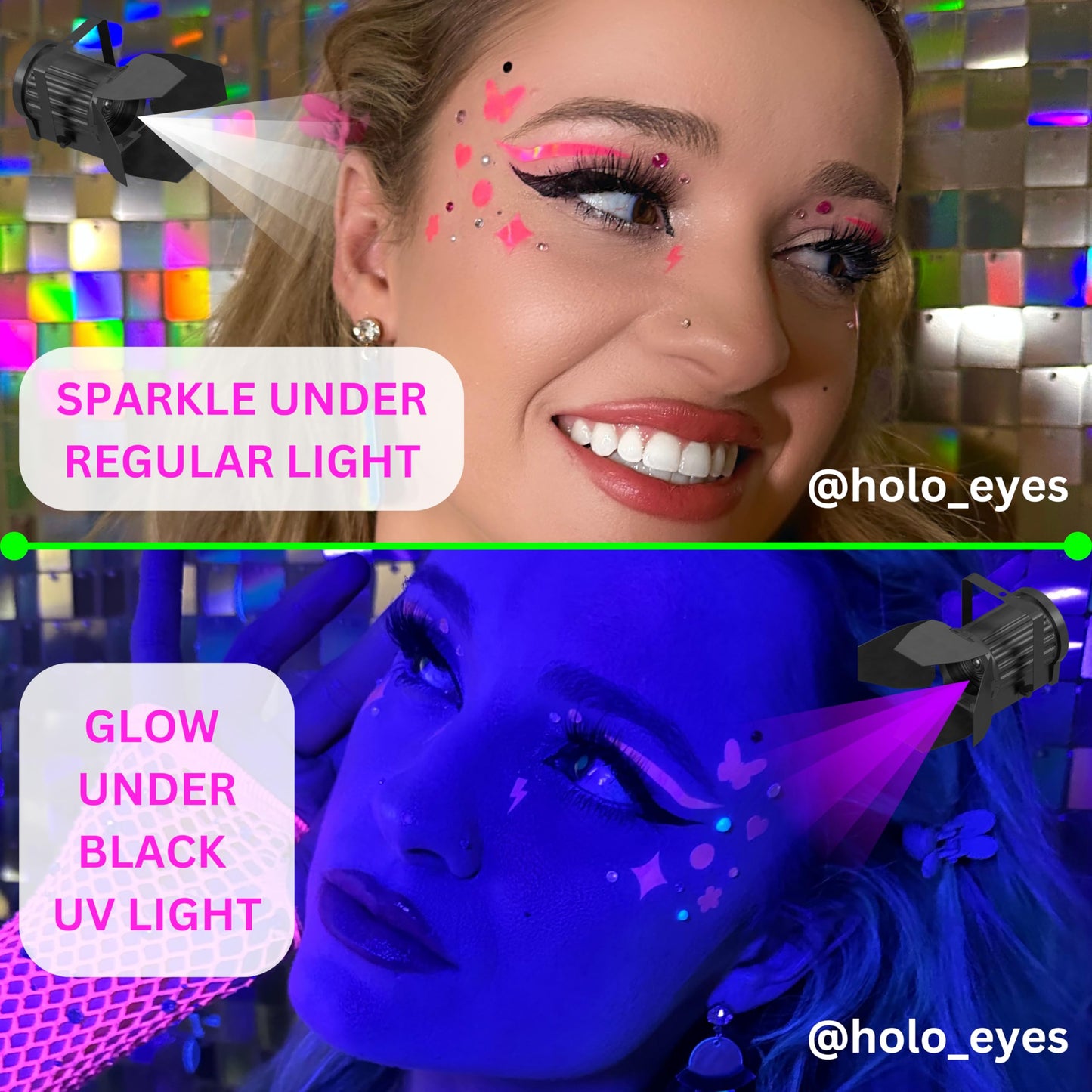 Pink holographic eye makeup stickers