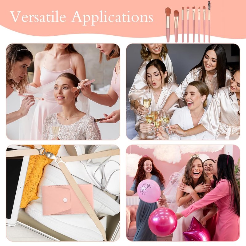 Travel Makeup Brush Set - 16 Synthetic Fiber Brushes with Makeup Bag | Perfect Bridesmaid Gift (Pink)