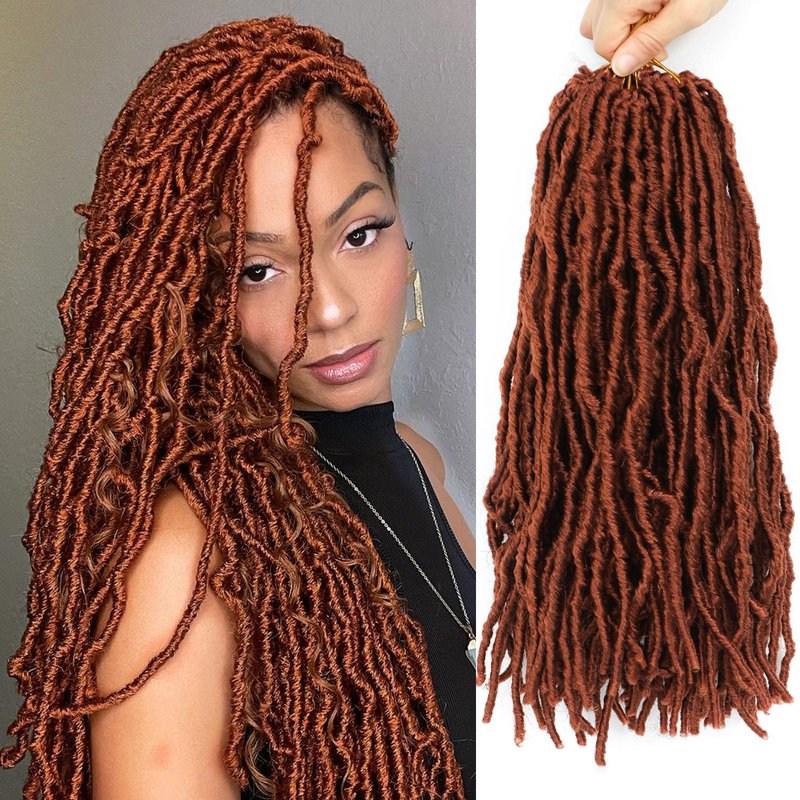24 Inch Soft Locs Crochet Hair 8 Packs Pre Looped Faux Locs Crochet Braids Goddess Locs Hair For Black Women（24Inch 8pcs,4#）