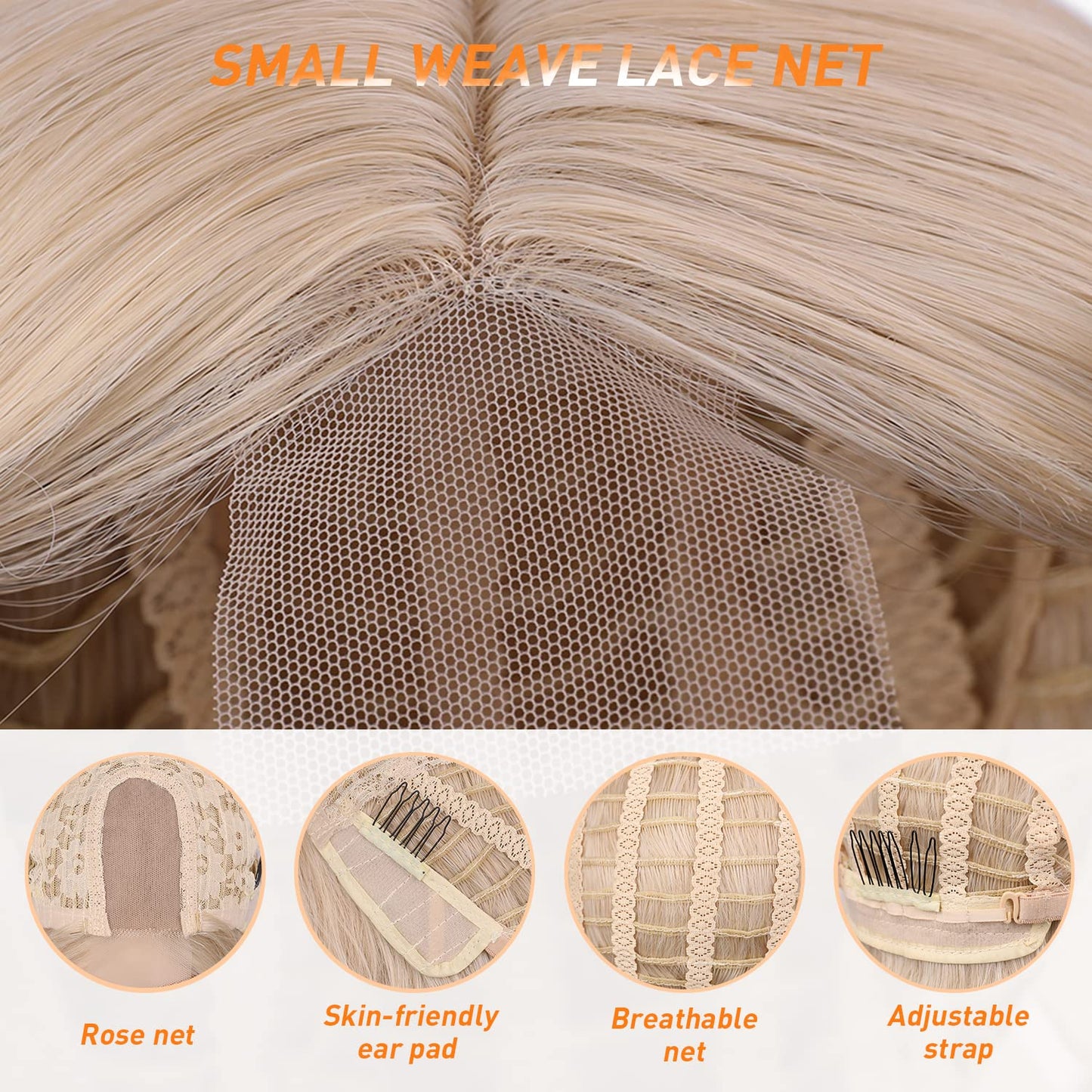 FAVE Long Blonde Wig Wavy Synthetic Wig Platinum Blonde Wig Middle Part Natural Blonde Wig Wigs for White Women(28 Inches)