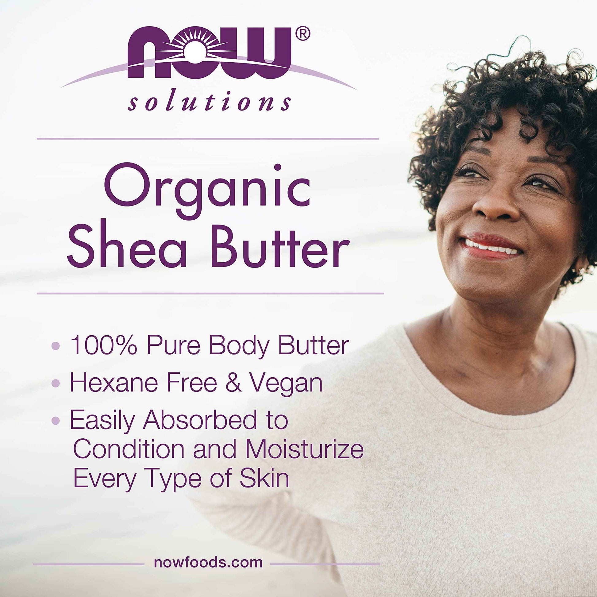 NOW Solutions, Certified Organic Shea Butter, Moisturizer For Rough And Dry Skin, 7-Ounce (Pack of 2)