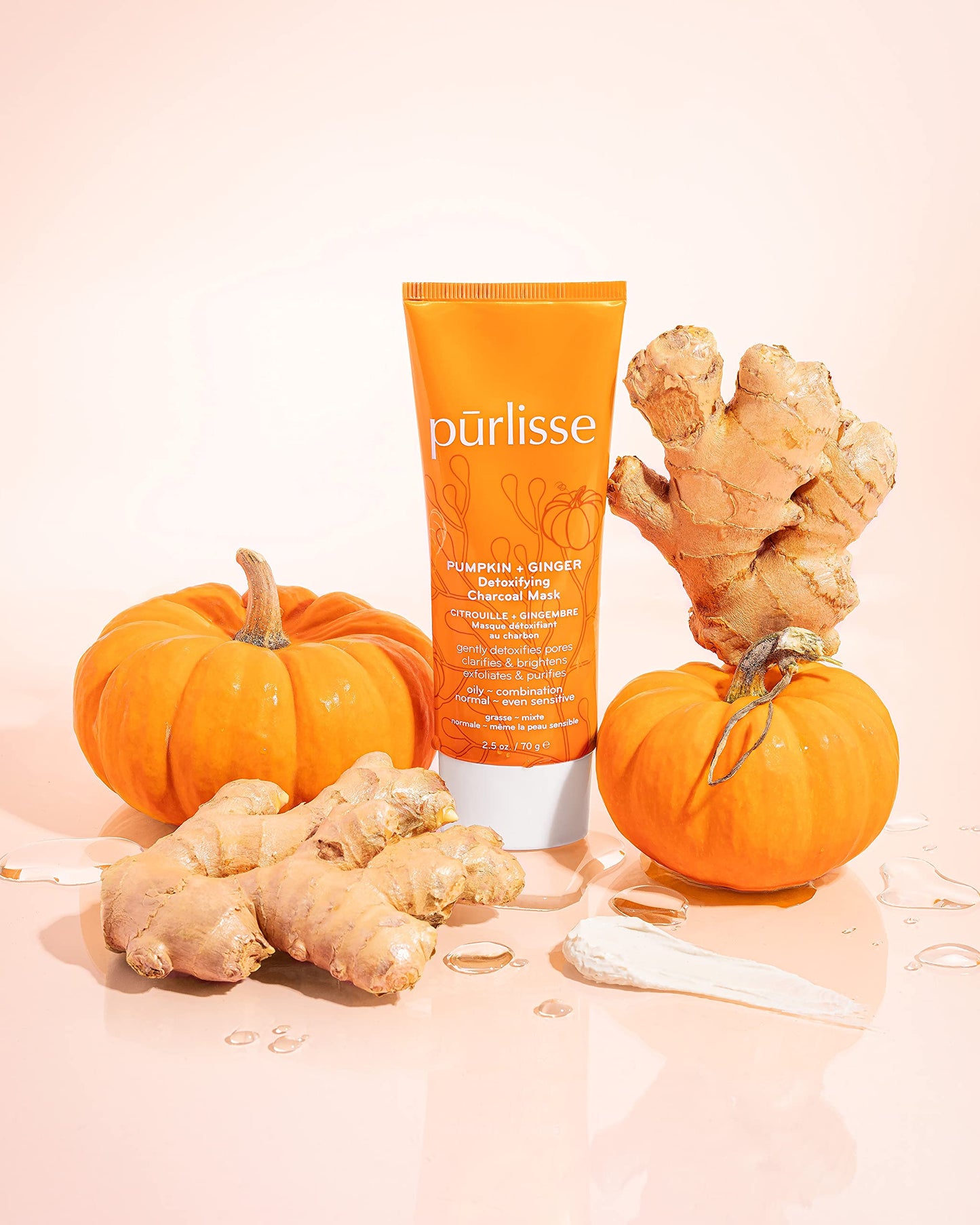 Purlisse Pumpkin and Ginger Detoxifying Charcoal Mask: Cruelty-free & clean, Paraben & Sulfate-free, Pumpkin repairs, Ginger soothes skin | 2.5oz