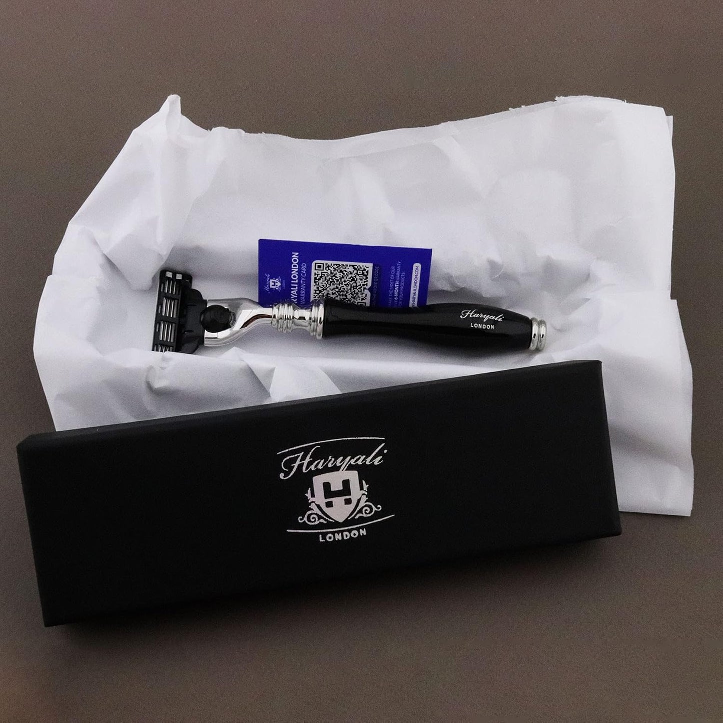 Haryali London 3 Edge Shaving Razor - Black Coated Handle | Beard & Mustache Safety Razor for Men & Women