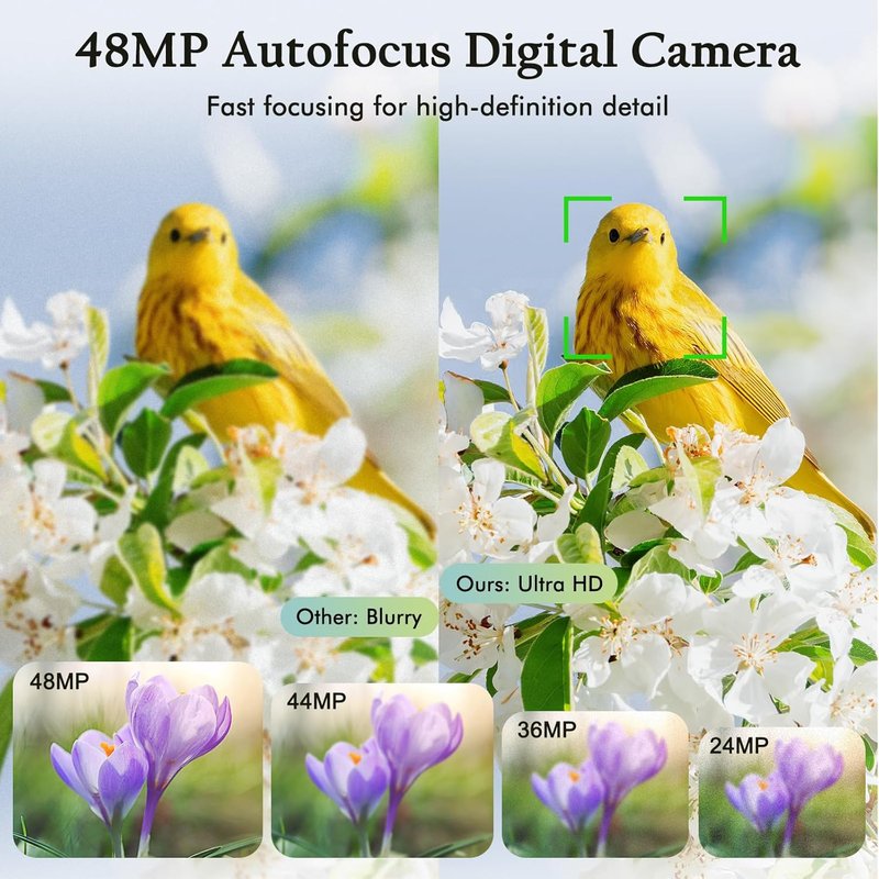 4K Digital Camera for Photography - 48MP Autofocus Vlogging Camera with Flash & 16X Zoom | Anti-Shake Feature for Teens & Adults
