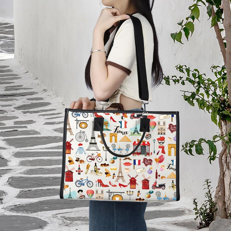 LEVLO France Travel Culture French Theme Pouch Bag Paris Landmarks Souvenir Gift (France LT)
