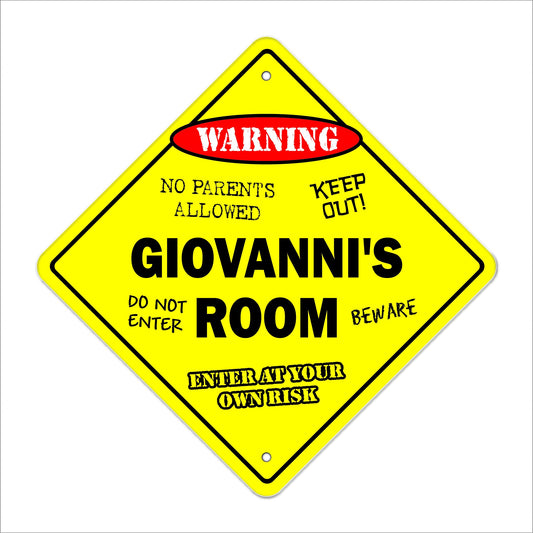 Giovanni's Room Sign Crossing Zone Xing | Indoor/Outdoor | 12" Tall Kids Bedroom Decor Door Children's Name boy Girl
