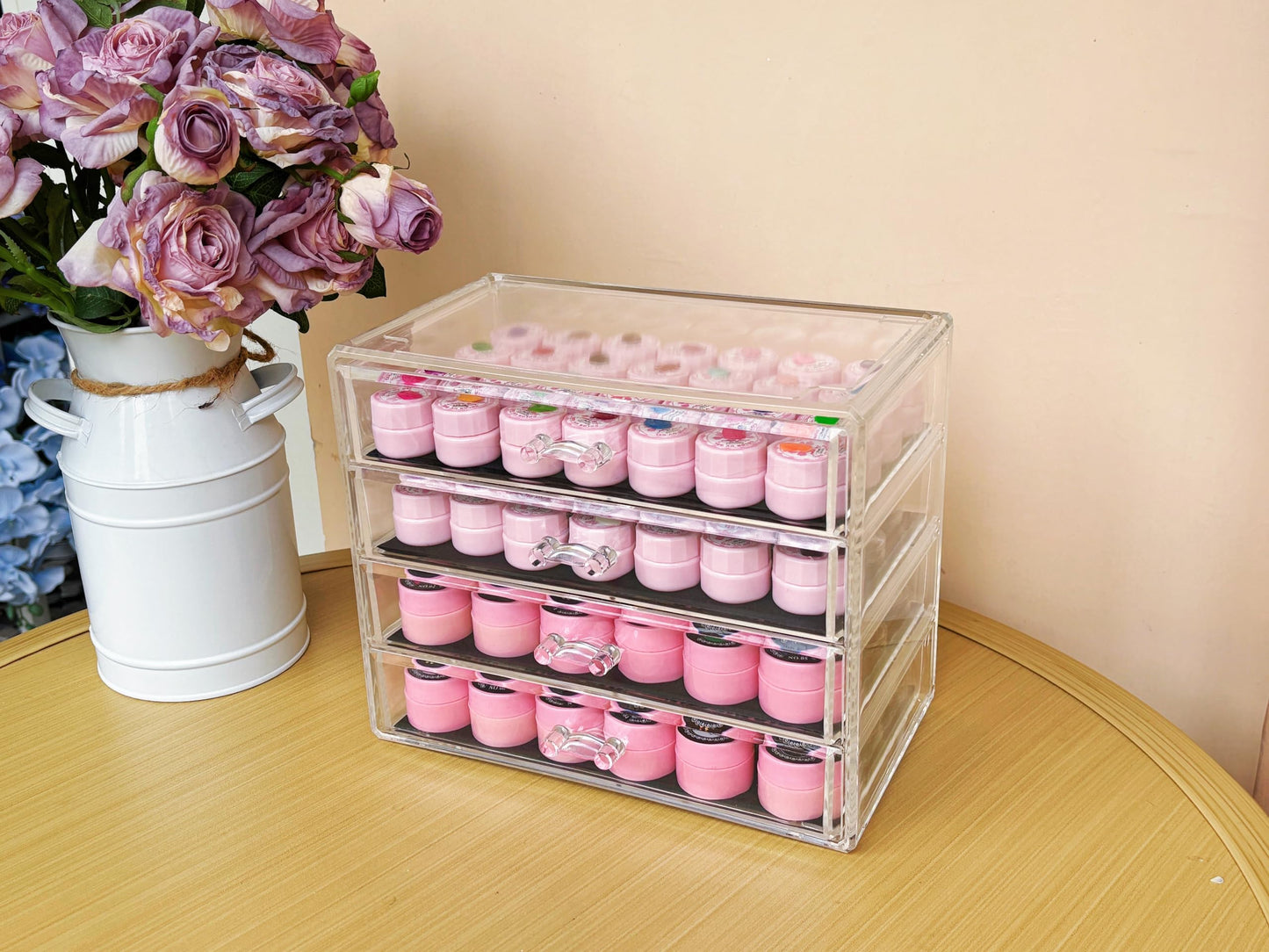 Guolich 4 Tier Nail Art Decoration Storage Box，Acrylic Make Up