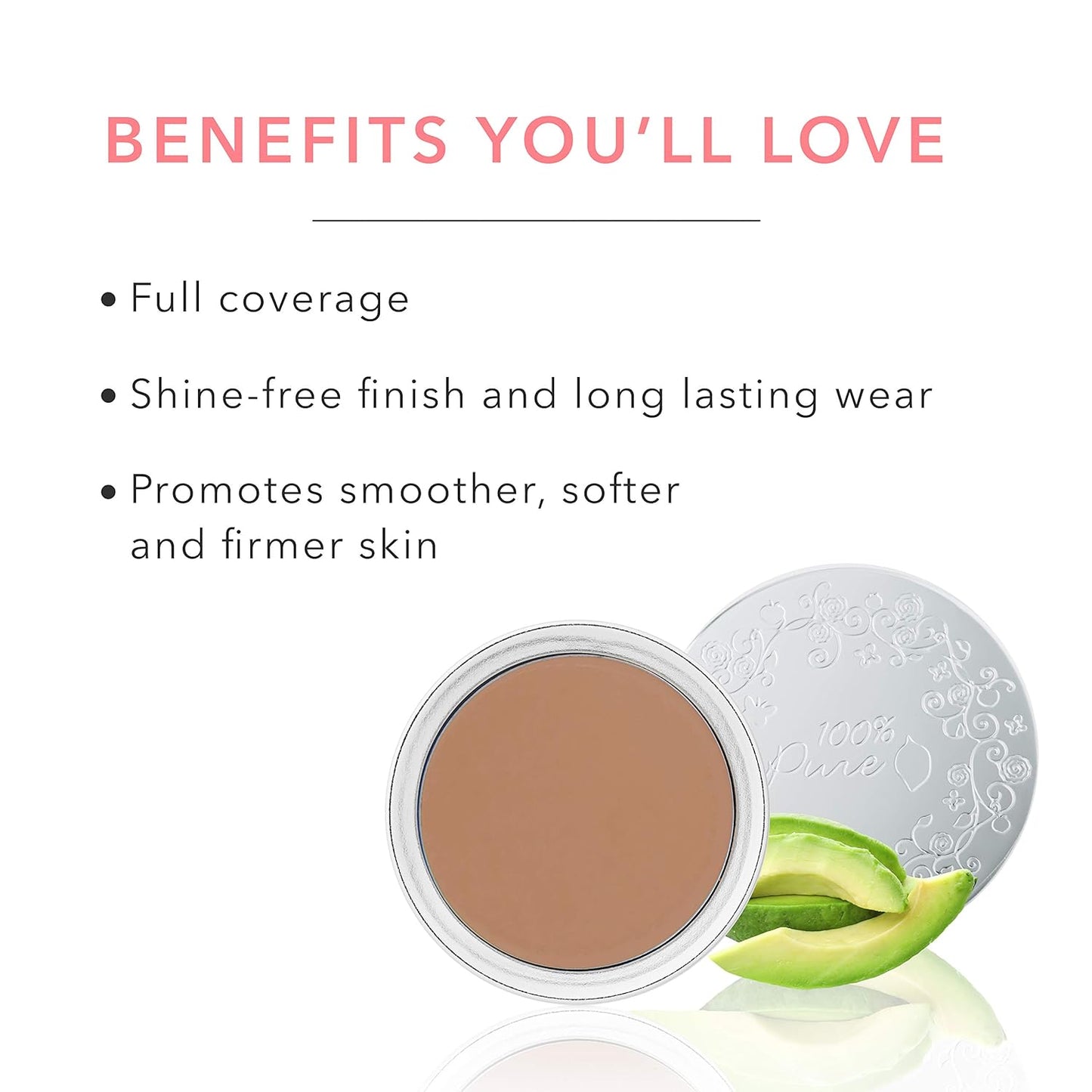 Cream Foundation Concealer - Medium to Full Matte Coverage | Vegan Fruit Pigmented Toffee Color - 0.32 oz