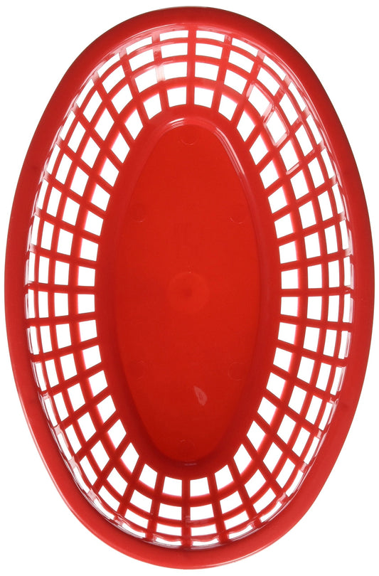 TableCraft H1074R6 6-Piece Classic Oval Plastic Baskets, Red
