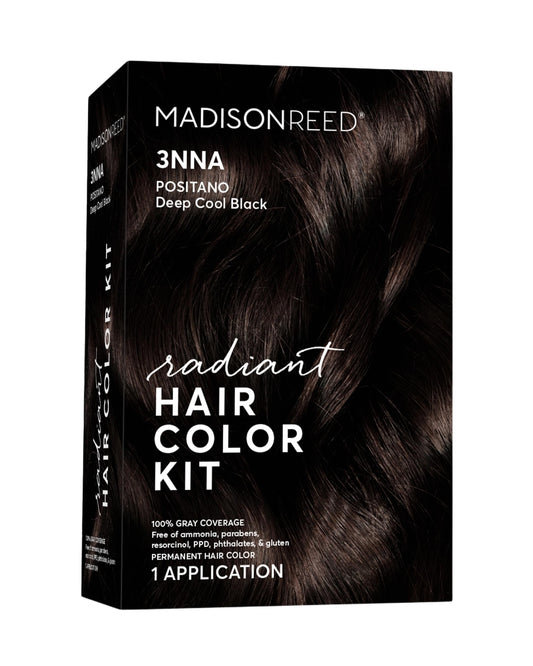 Madison Reed Radiant Hair Color Kit - 3NNA Cool Black-Brown with Ash Undertones (Positano Black), Salon-Quality Permanent Hair Dye, 100% Gray Coverage | PPD-Free & Ammonia-Free, 1 Pack