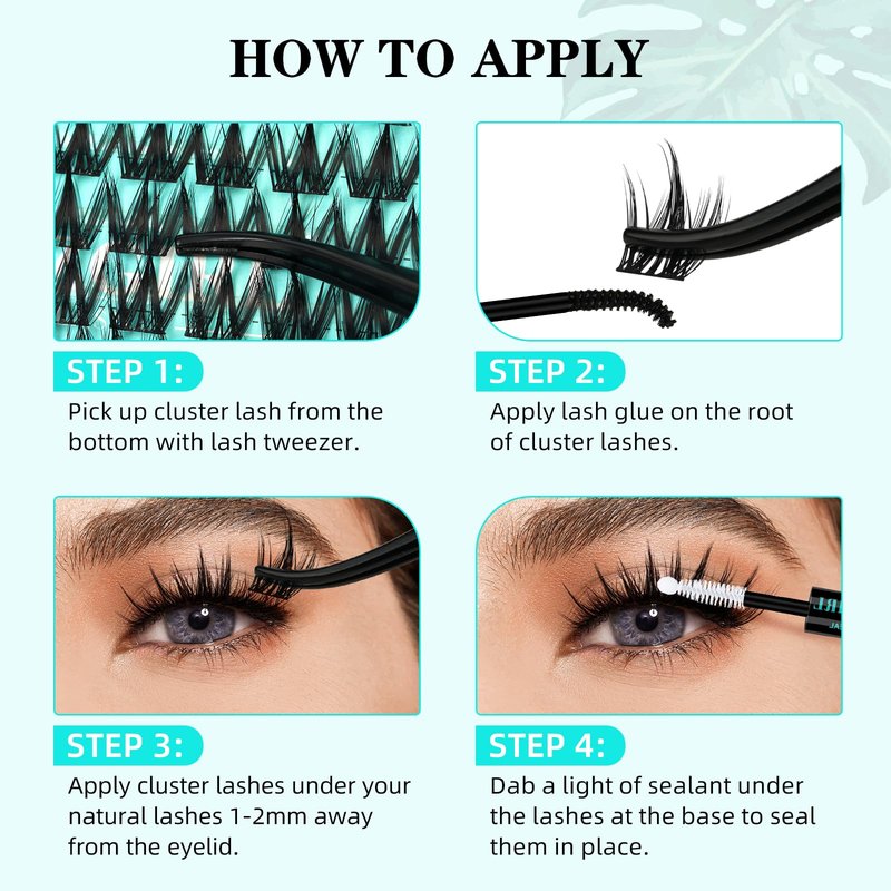 Lash Extension Kit 280PCS Eyelash Clusters 80D DIY Eyelash Extension Kit Individual Lashes Natural Lash Clusters Kit with Lash Bond and Remover, Lash Tweezers(D-Mix9-16mm Kit)