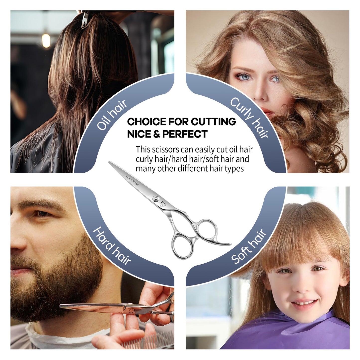 Fenice Totem CNC Hair Scissors, Smooth Mirror Blades, Professional Cutting with Long Lasting Sharpness (Straight)