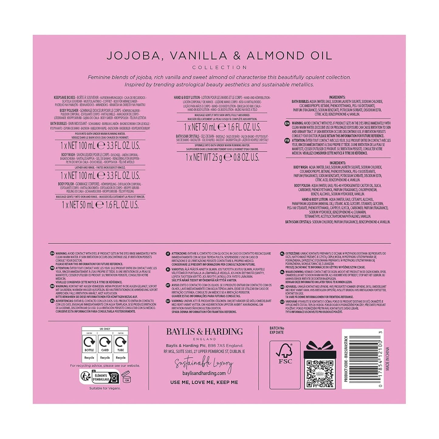 Baylis & Harding Luxury Pamper Gift Set - Jojoba, Vanilla & Almond Oil | Vegan Friendly