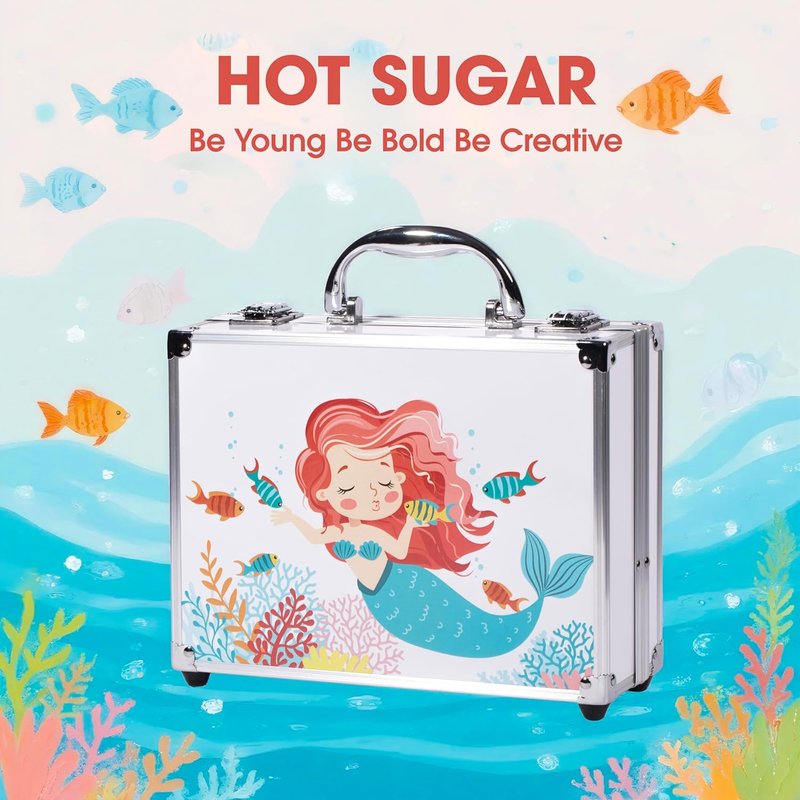 Makeup Kit for Girls - Hot Sugar Makeup Set with Reusable Train Case | Eyeshadow Palette, Blush, Lipstick & More