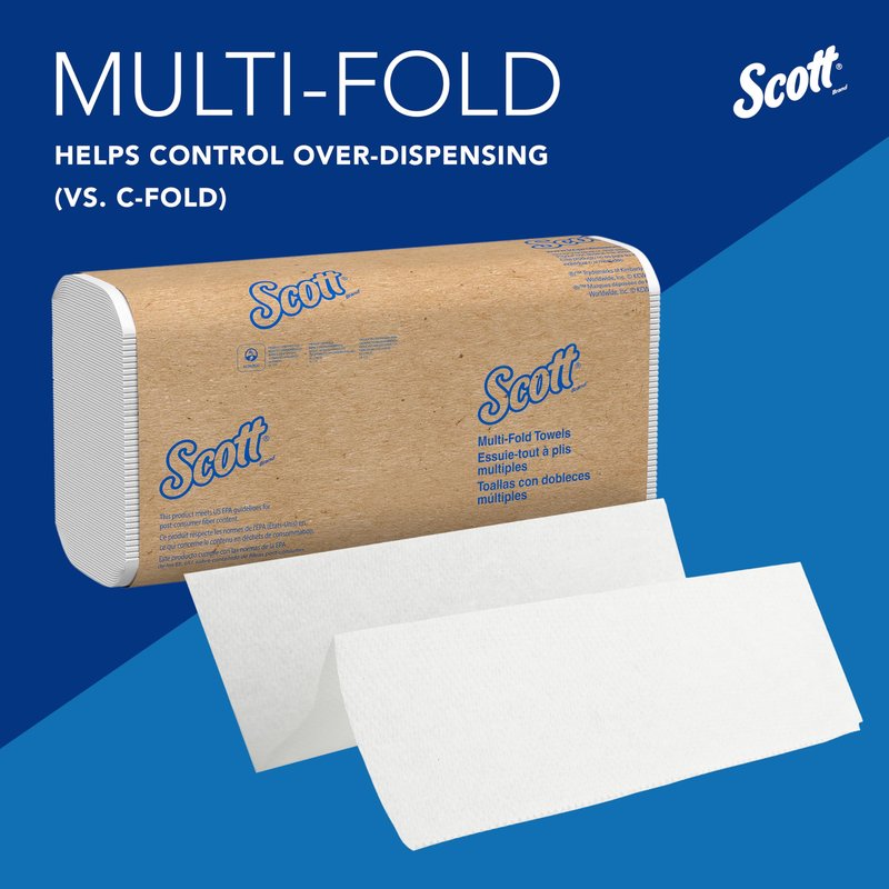 Scott® Professional Universal Multifold Paper Towels, Bulk (01840), Absorbency Pockets, 9.2" x 9.4" sheets, Standard Tier, Compressed, White (250 Sheets/Pack, 16 Packs/Case, 4,000 Sheets/Case)
