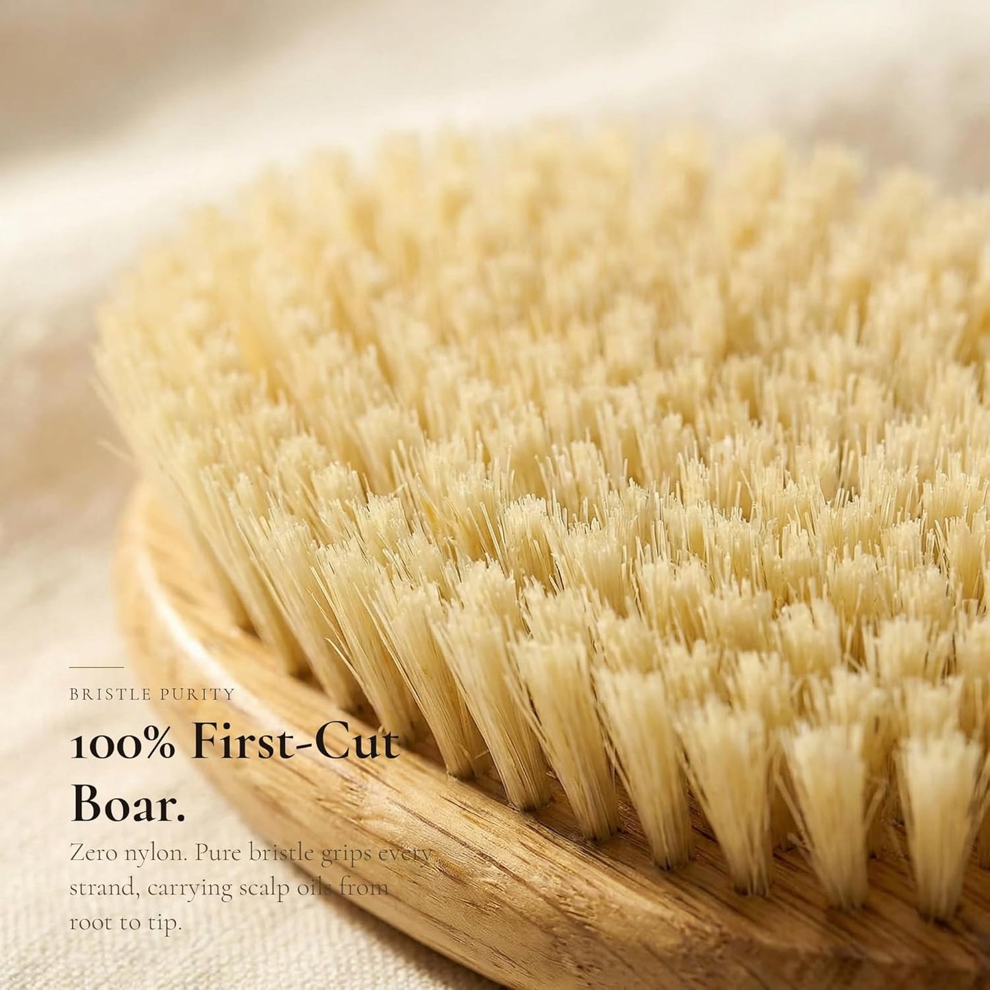 TRENFI Boar Bristle Hair Brush for Fine Thin Hair - Solid Red Oak Oval Design