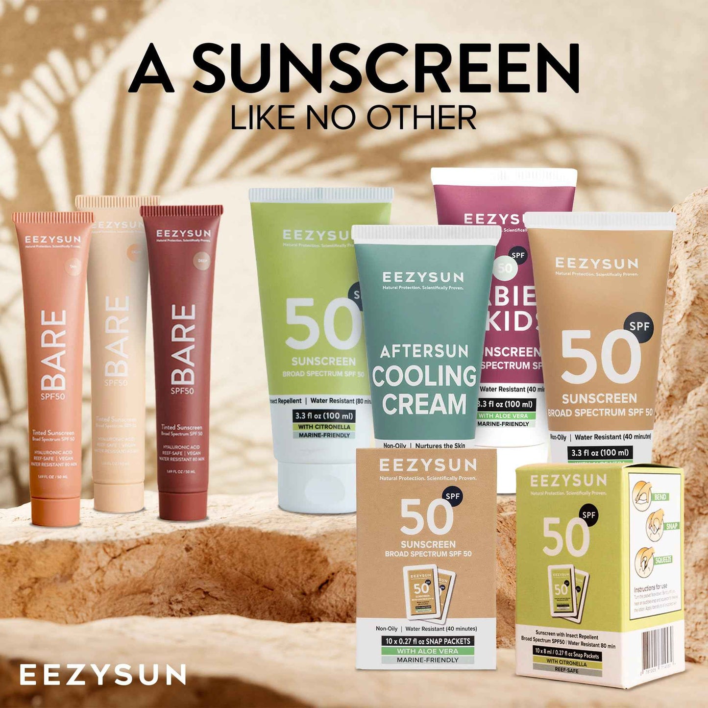 EEZYSUN Mineral SPF 50 Sunscreen | Infused with Aloe Vera | Vegan and Cruelty-Free | Hawaii 104 Reef Act Compliant | Broad Spectrum with UVA/UVB Protection | Natural & Non-Oily | 3.3 FL OZ