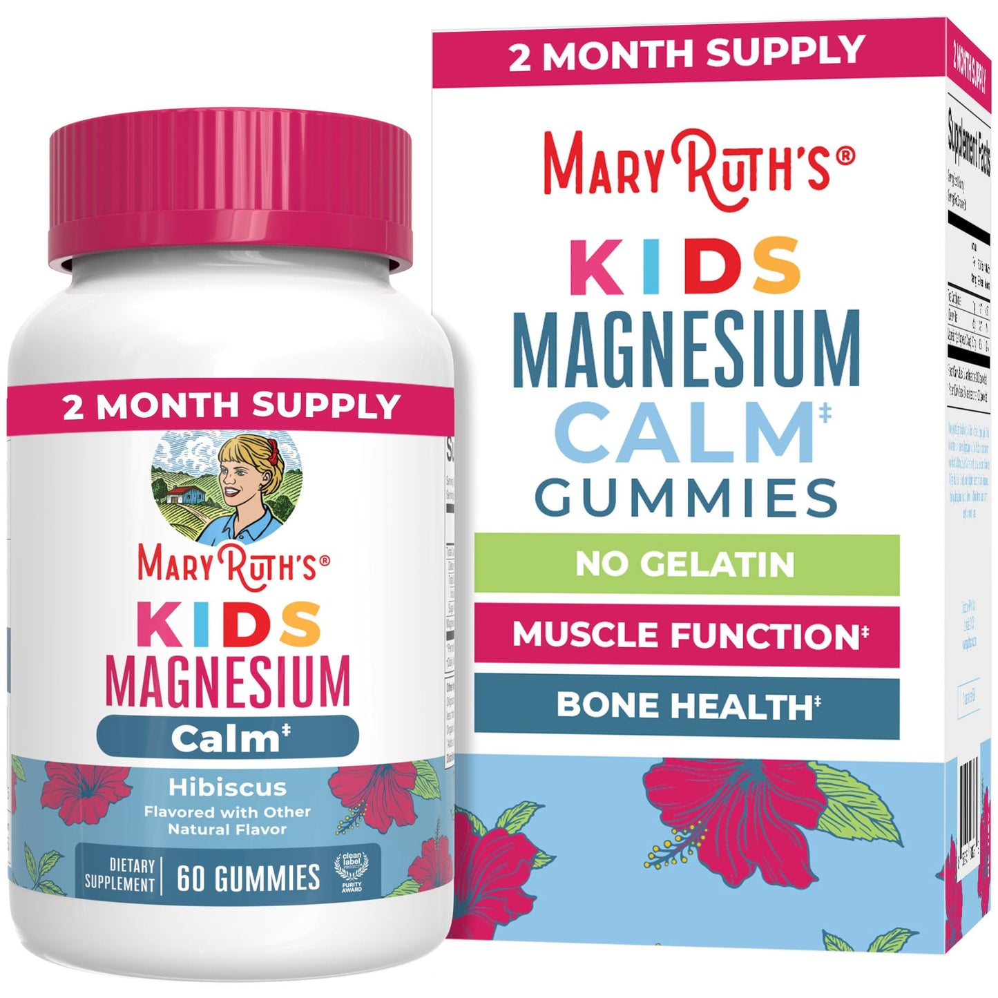 Kids Magnesium Calm Gummies by MaryRuth's | Sugar Free | 50mg Magnesium Citrate Gummies for Kids 4+ | Bone Health | Calcium Absorption | Essential Mineral | Vegan | 60 Count | 2 Month Supply