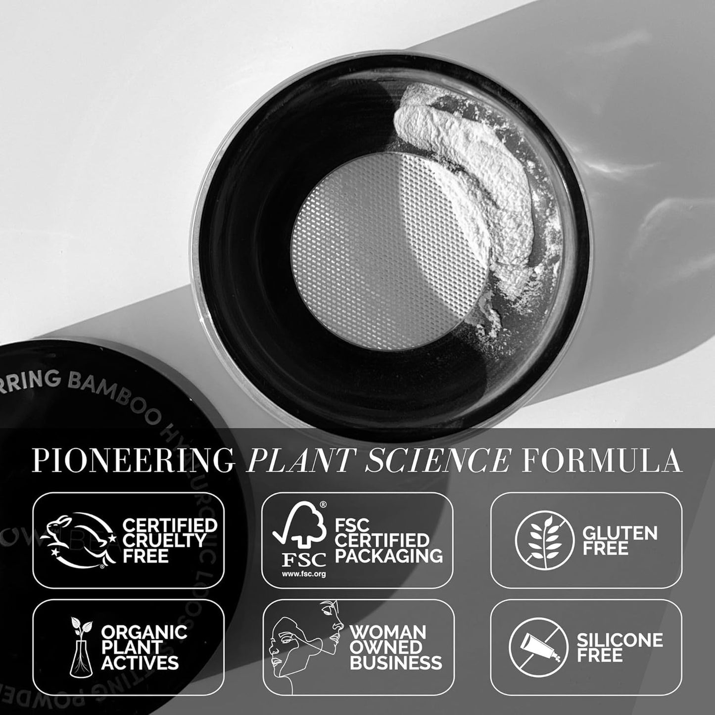 Fitglow Beauty Bamboo Hyaluronic Loose Setting Powder - Translucent Vegan & Organic | Pore Blurring, Oil Control | 0.32 oz / 9g