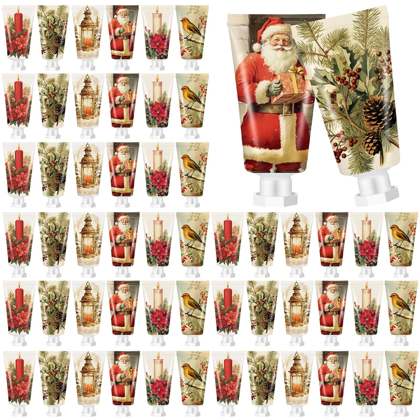 Dimsile 72 Pcs Christmas Hand Cream Bulk Gift Set Retro Christmas Mini Hand Lotion Travel Size Moisturizing Body Cream for Women Homeless Birthday Xmas Gift Stocking Stuffer