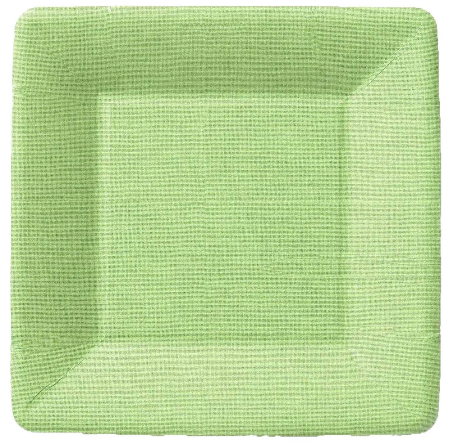 Ideal Home Range Boston International Heavy Duty Paper Plates Solid Linen Disposable Dessert/Appetizer Plate Pack, 7" Square, Green, 8-Count