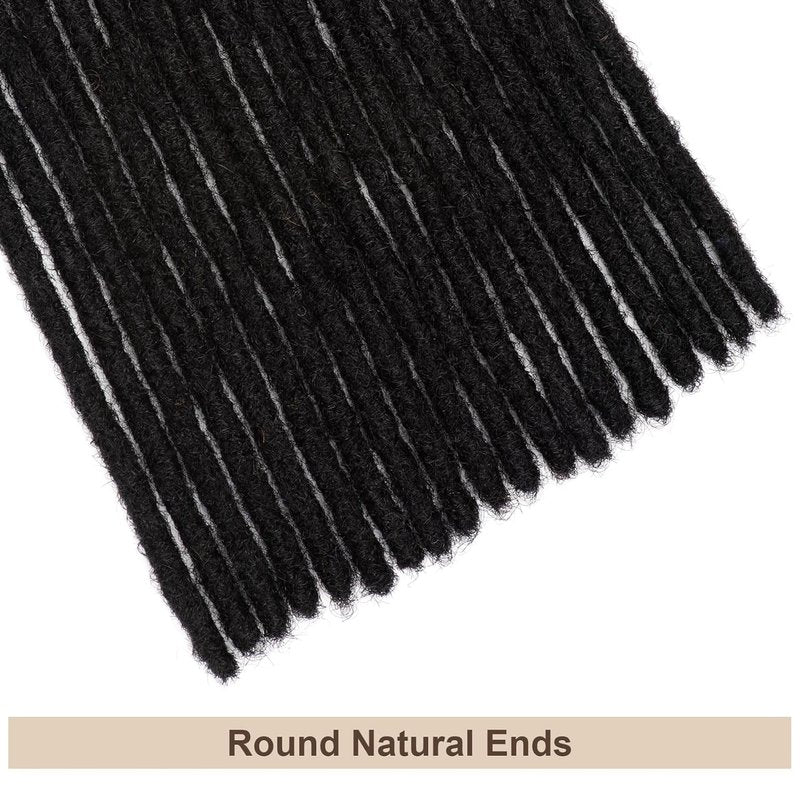 30 Strands Dread Extensions Human Hair, 0.6 cm Hand Made Locs Extensions Human Hair Natural Black Color for Women Men Kids Full Handmade Permanent Locs Can Be Dyed and Bleached 16 inches