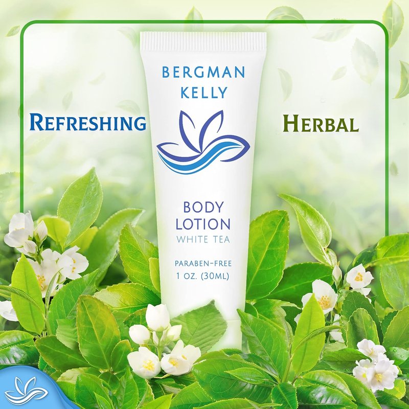 Bergman Kelly Travel Size Body Lotion - Refreshing White Tea | 1 fl oz, 100 Pack