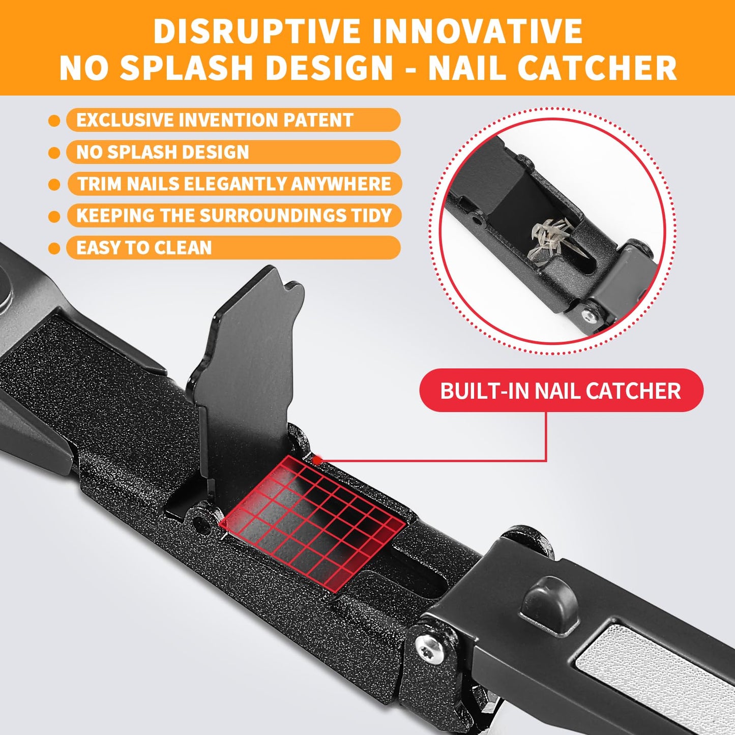 Nail Clippers for Men Women with Catcher - No Mess,Self-Collecting Heavy Duty Nail Clippers for Fingernails & Toenails, for Adult,Home,Travel,Gifts (No Splash Design)