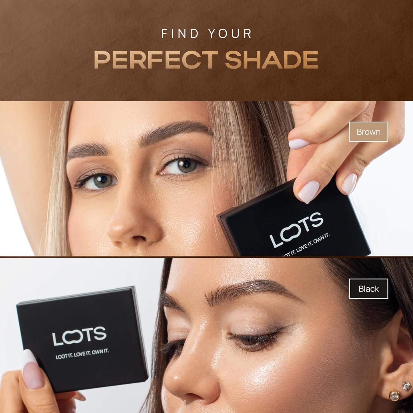 Eyebrow Powder Kit for Women - Dual Cushion Color Palette | Long-Lasting Light Brown & Black Shades with Brush & Mirror