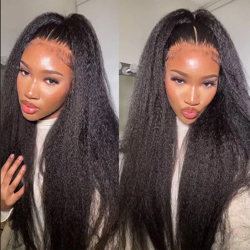 DAIMER Brazilian Kinky Straight Bundles Human Hair Sew in Unprocessed Virgin Hair Extension Yaki Straight Human Hair Double Weft Hair Extension Natural Color 14 Inch