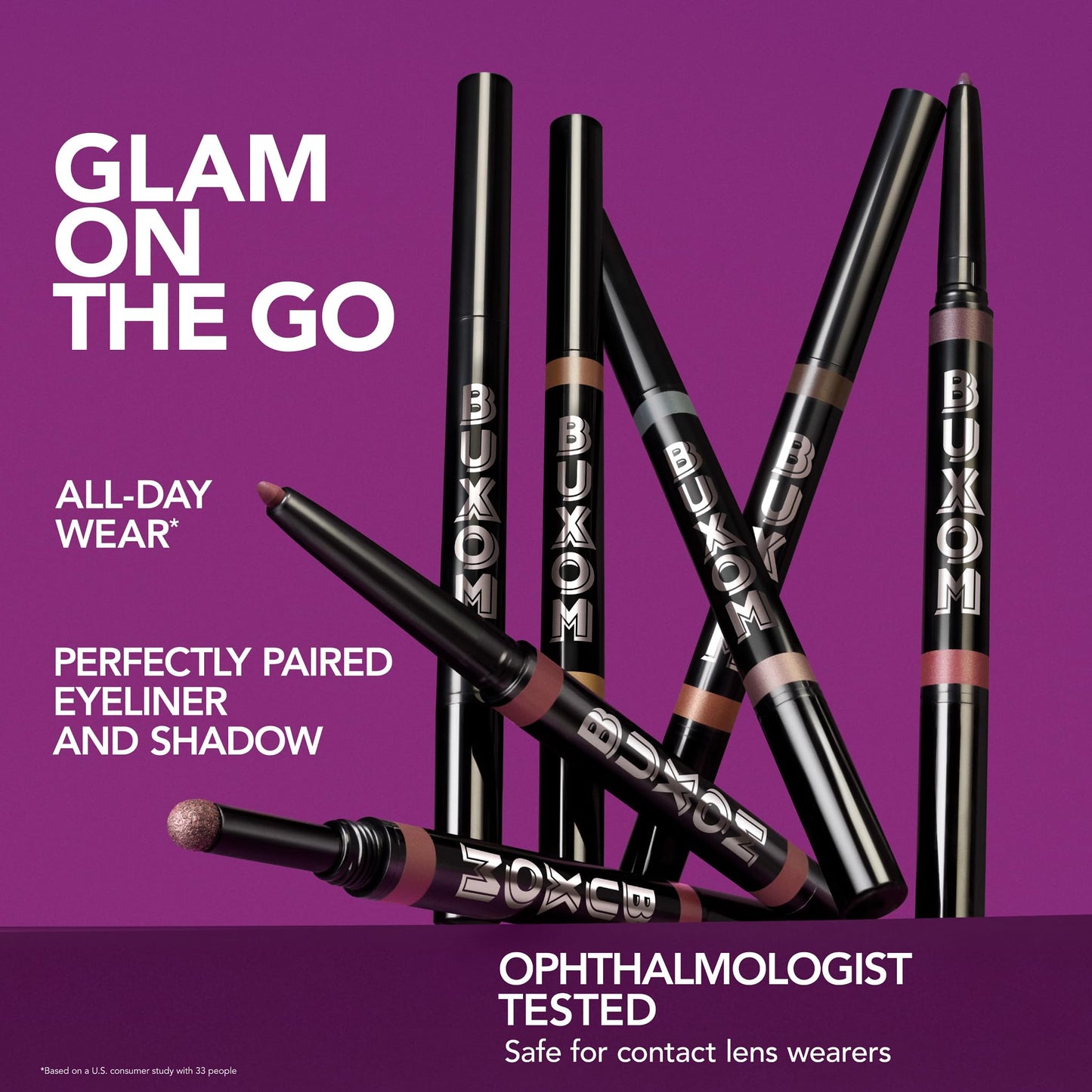 BUXOM Flip Side Dual-Ended Eyeliner & Shadow Duo, Waterline-Safe Liner & Crease-Proof Shadow, Longwear, Primer-Infused, Safe for Contact Lens Wearers, Clean Vegan Formula