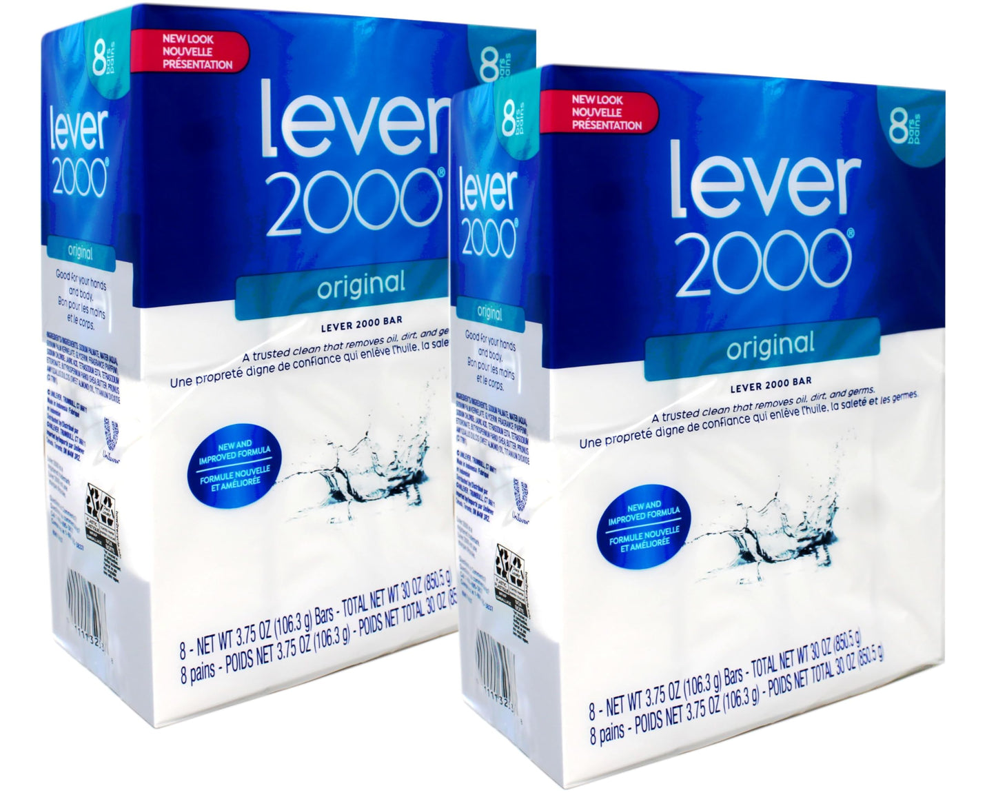 Lever 2000 Original Bar Soap, for Hands and Body, 8 Bars, 3.75 oz Each - 2 Pack