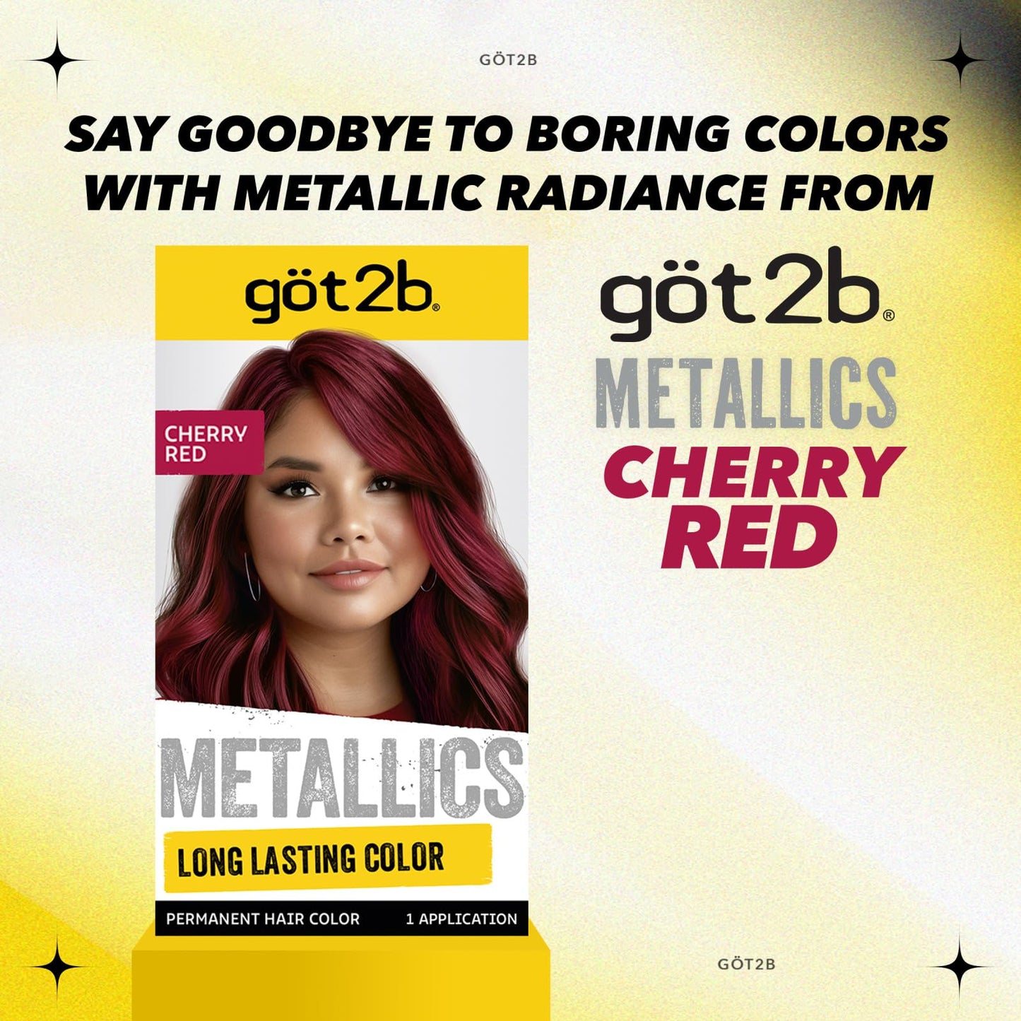 got2b Metallics Permanent Hair Dye, Cherry Red M70, Hair Color for Women & Men, Formulated with Metallic-Shine Booster for Cool, Shimmering Tones, Lasts Up to 30 Washes, 1 Kit