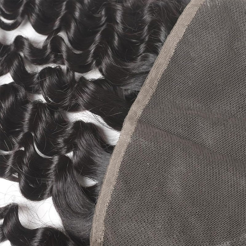 18 Inch 13x4 Lace Frontal Kinky Curly Human Hair 180% Density Unprocessed Deep Curly Virgin Hair 13x4 Ear to Ear Lace Closure Frontal Natural Color(13x4 Kinky Curly, 18 Inch)