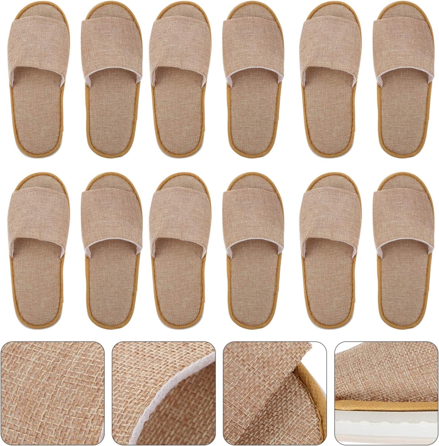Disposable Travel Slippers - Open Toe Nonslip Indoor Spa Footwear | 6 Pairs for Guests