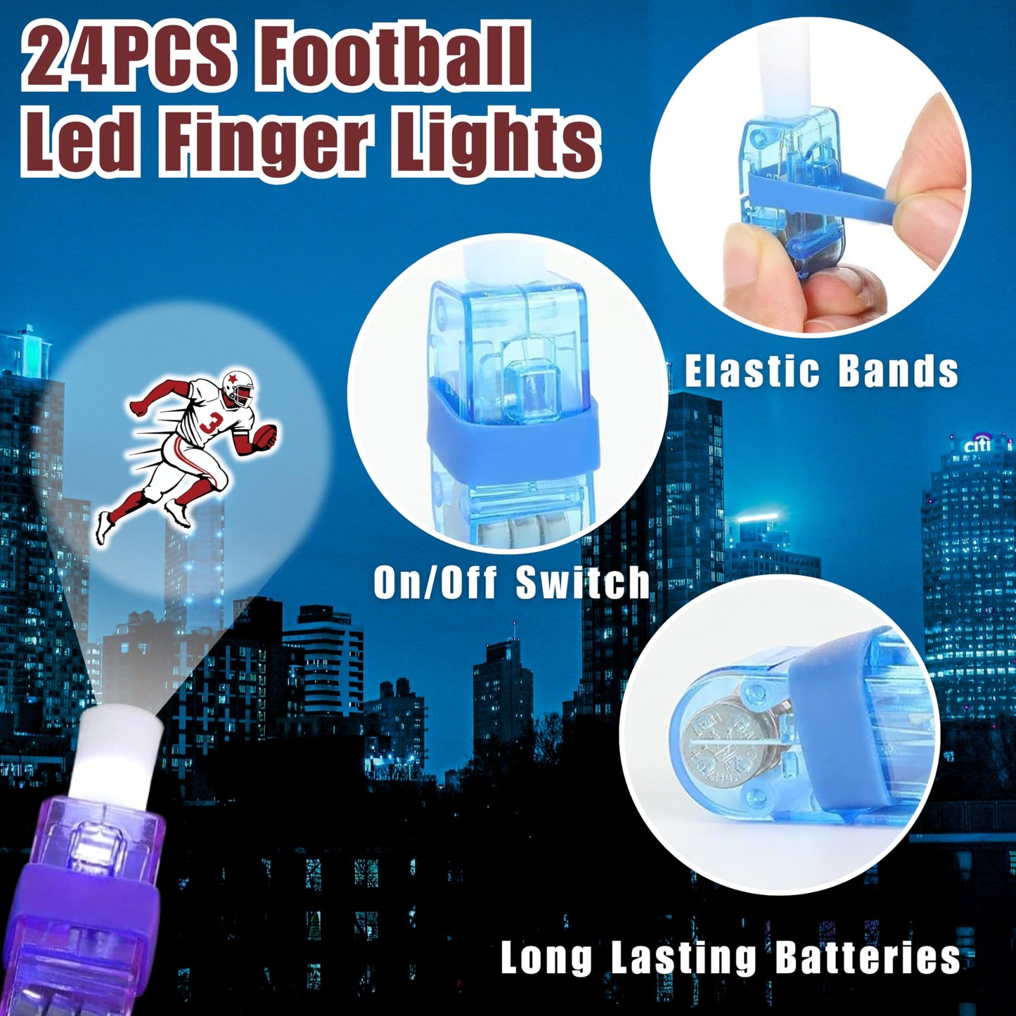 72 PCS Football Party Favors – 48 PCS Tattoos & 24 PCS LED Finger Lights Combo – Birthday Goodie Bag Fillers, Party Supplies, Gifts Light Up Toys Glow In The Dark for Boys and Girls (Football)